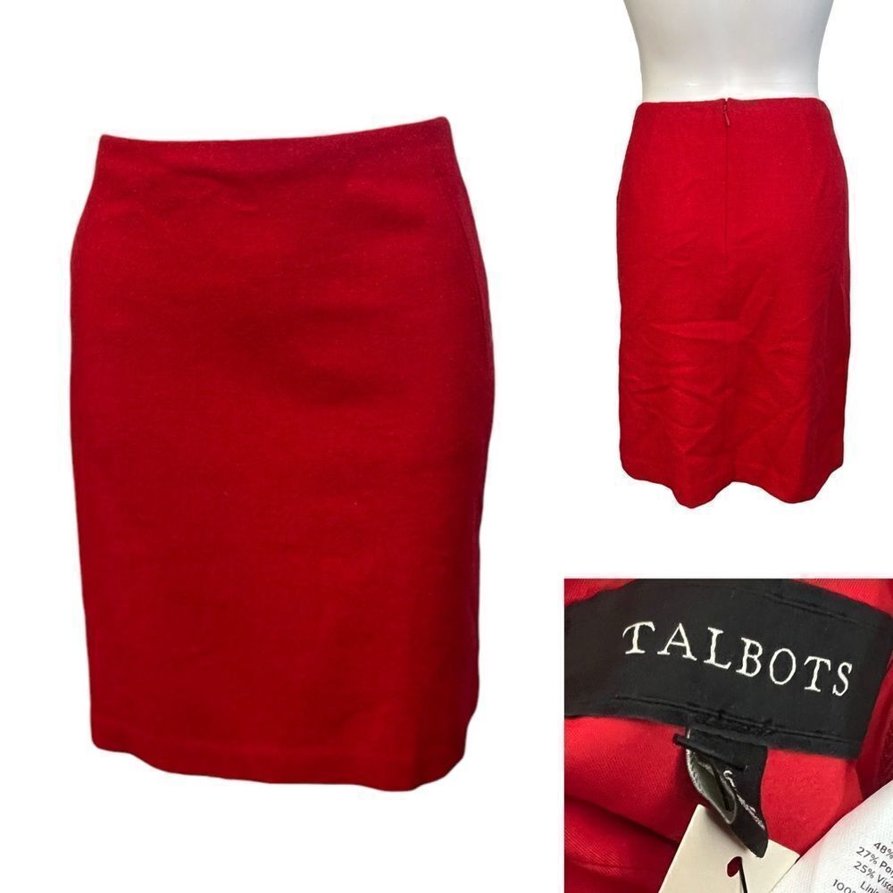 Talbots wool shirt size 6 red above knee mini office church career business